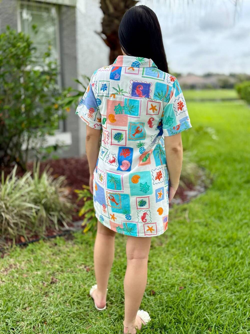 NEW SHE + SKY by the sea polo mini dress in multi - Picture 7 of 7